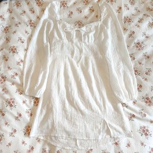 Princess Polly Long Sleeve White Mini Dress w/ Sweetheart Neckline